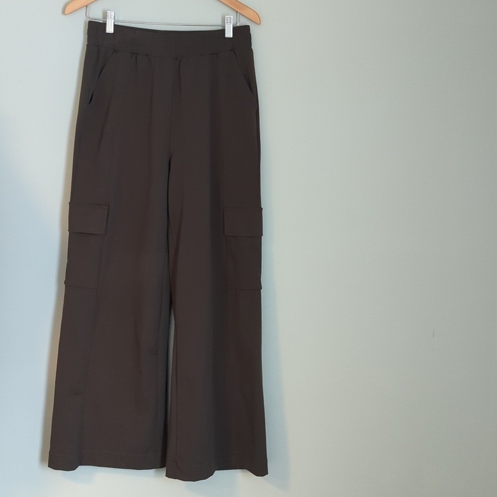 NWT HALARA Deep Green Casual Cargo Wide Leg Pants, US L